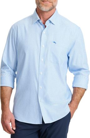 Tommy Bahama Sarasota Stretch Ventura Coast IslandZone Button-Up Shirt in Vacation Blue at Nordstrom, Size Xxx-Large
