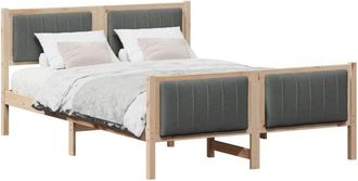 vidaXL Estructura De Cama Negro Y Gris Oscuro 135 X 190 Cm Vidaxl