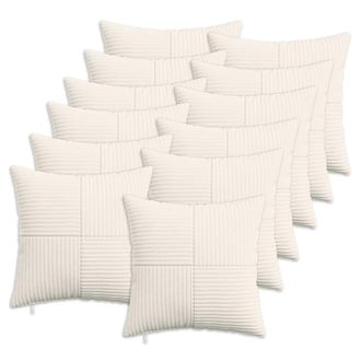 vidaXL Funda De Almohada 12 Pcs Almelo Crema 40 X 40 Cm Pana Vidaxl