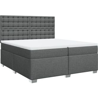 vidaXL Cama Box Spring Con Colch&oacute;n Tela Gris Oscuro 200x200 Cm Vidaxl