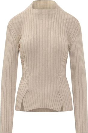 Victoria Beckham Rib Jumper - Dames - Ronde hals truien - Beige - S - Truien & Vesten