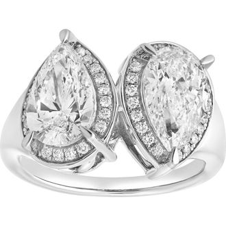 LuvMyJewelry Sansa 14K Gold Toi et Moi Pear Lab Grown Diamond Ring - 3.25 Cts in 14K White Gold at Nordstrom, Size 7