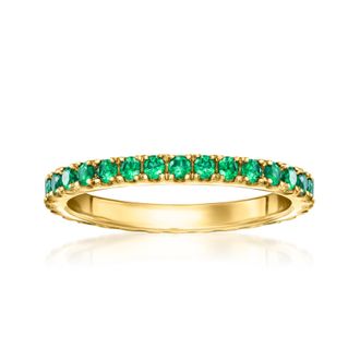 RS Pure by Ross-Simons Lab-Grown Emerald Eternity Band in 18kt Gold Over Sterling