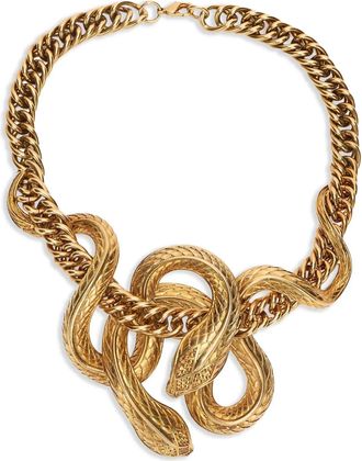 Roberto Cavalli snake-motif statement necklace - women - Brass - One Size - Gold