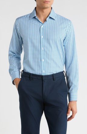 Nautica Slim Fit Plaid Print Dress Shirt in Blue at Nordstrom Rack, Size 14.5 - 32/33