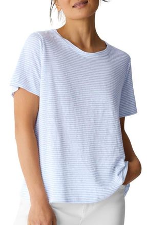 Eileen Fisher Stripe Organic Linen T-Shirt in Skylight at Nordstrom, Size Xx-Small