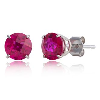MAX + STONE 10k Yellow or White Gold 6mm Round Checkerboard Cut Gemstone Stud Earrings
