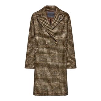 Elena Miro Jassen, Dames, Bruin, 6Xl, Wol, Welsh Jas met Broche