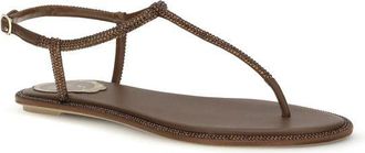 Rene Caovilla Womens Brown Satin Flat Sandals