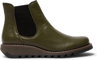 FLY London Fly London Womens Military Green Chelsea Leather Ankle Boots - SALV195