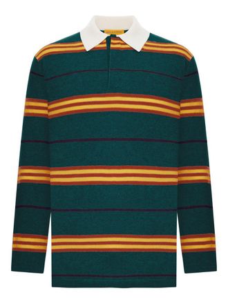 Guest In Residence Long-Sleeved Striped Polo Shirt