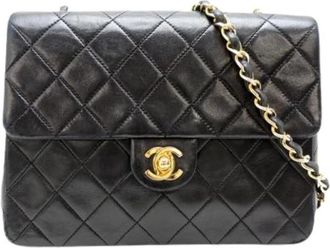 Chanel Pre-owned Vintage Leren Schoudertas - Dames - Vintage Schoudertas - Zwart - ONE Size - Leer - Vintage