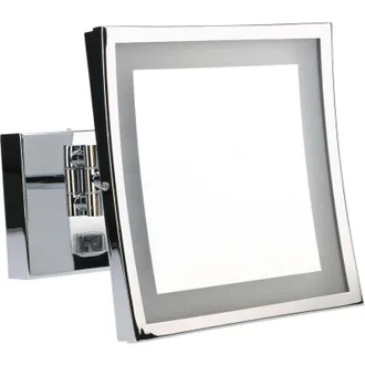 Leds - C4 Espejo De Aumento Para Maquillaje Con Luz Led. Espejo Retroiluminado Cuadrado Con Iluminaci&oacute;n Para Ba&ntilde;o Con Brazo Extendible Y Ajustable. Cromo