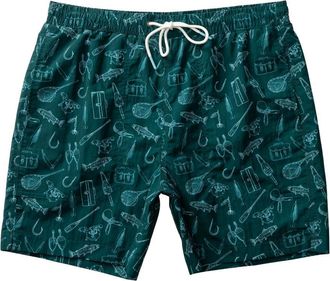 Duck Head Mens Print Sailport Swim Short In Midnight Teal