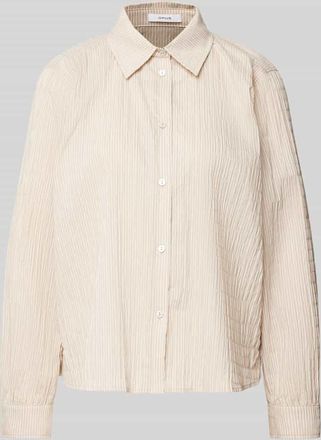 OPUS Regular Fit Hemdbluse mit Smok-Details Modell Finnea in Sand, Gr&ouml;&szlig;e 34