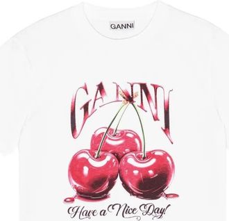 Ganni T-Shirt Cherry Print Basic Jersey Cherry