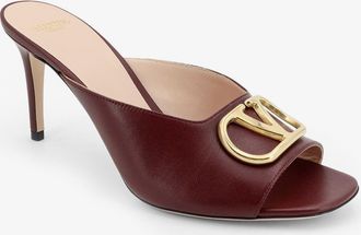 Valentino Garavani Womens Sandals Vlogo Signature Brown Leather