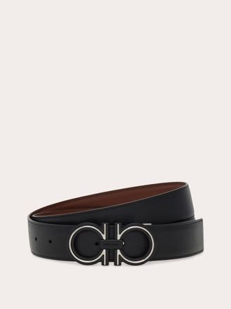 Ferragamo Men Reversible and adjustable Gancini belt Brown