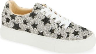 Betsey Johnson Sidny Platform Sneaker in Black Star at Nordstrom, Size 9.5
