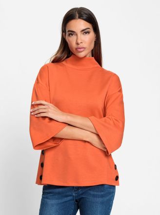 Heine Sweatshirt HEINE, Damen, Gr. 34, orange, 50% Modal, 44% Polyester, 6% Elasthan, unifarben, Rundhals, Sweatshirts Sweatshirt