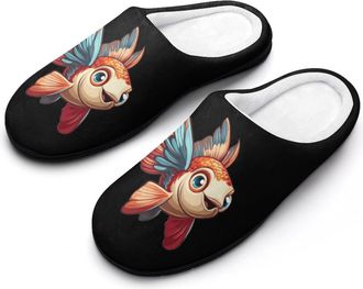 Generic Flying Fish Womens Slippers Warm House Slippers Indoor House Shoes with Anti-Skid Rubber Sole
