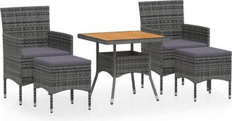 vidaXL Set De Comedor Jard&iacute;n 5 Pzas Rat&aacute;n Sint&eacute;tico Madera Acacia Gris Vidaxl