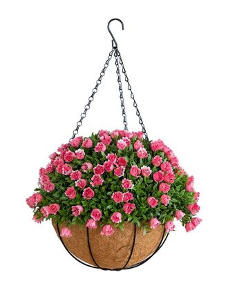 Nearly Natural 19In Uv-Resistant Artificial Mini Rose & Aptenia Hanging Basket (Indoor/Outdoor)