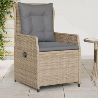 vidaXL Vidaxl - Sillones Reclinables De Jard&iacute;n 2 Uds Rat&aacute;n Sint&eacute;tico Beige