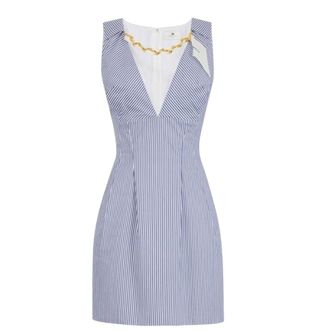 Elisabetta Franchi Short Dresses, female, Blue, Size: S Mini Dress with Jewel Foulard Scarf