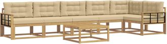 vidaXL Conjunto De Sof&aacute;s De Exterior 7 Uds. Y Beige Poli&eacute;ster Vidaxl