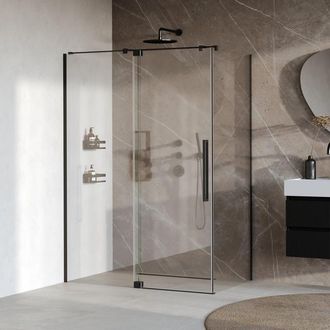 Marcel Breuer Stellar Douchecabine - 140x80x200cm - draaideur - glascoating - omkeerbaar - helder glas - mat zwart