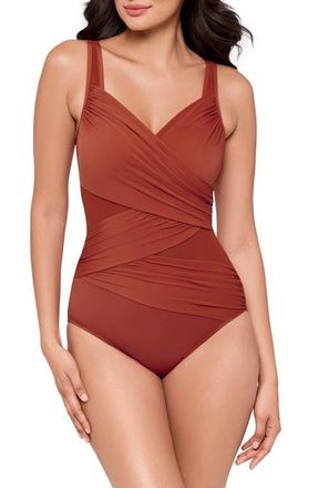 Miraclesuit Network DD Madero Mesh Detail One-Piece Swimsuit in Terra at Nordstrom, Size 18Dd