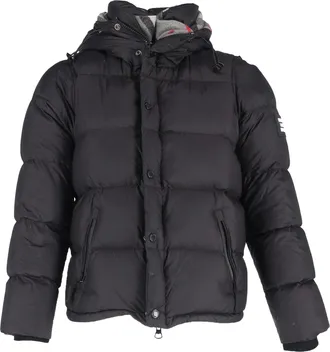 Burberry Pre-owned Mens Logo-Appliqué Puffer Jacket in Black Nylon - Size EU 46 (Mens)