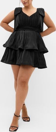 City Chic Betty Bow Cocktail Dress in Black at Nordstrom, Size Xxxs