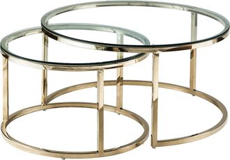 Pascal Morabito Mesas bajas nido de vidrio templado y acero inoxidable - Dorado - MAEVANE II de Pascal MORABITO