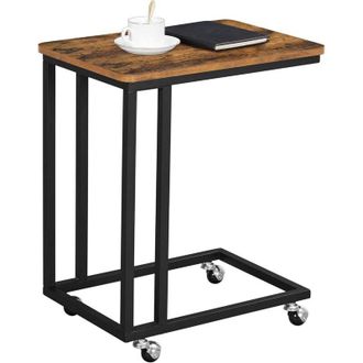 Vasagle Vasagle - Mesa Auxiliar Con Ruedas Para Sof&aacute; Mesa Lateral Caf&eacute; Comidas Ordenador Ipad Estructura De Metal Estilo Retro Por Songmics