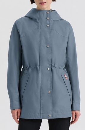Hunter Adela Water Repellent Cotton Canvas Hooded Jacket in Winter Sky at Nordstrom, Size X-Small