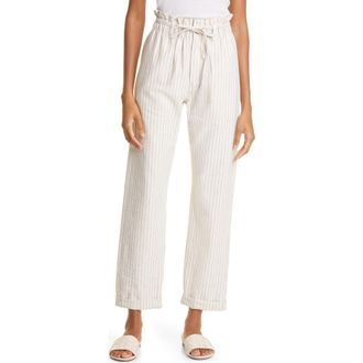 Rag & Bone Paperbag Waist Stripe Cotton Blend Pants in Naturalstr at Nordstrom Rack, Size 26