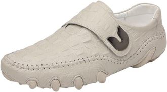 Generic Mens Genuine Leather Loafers Slip On Print Dress Shoes Full Grain Leather Casual Business Shoes for Men Fashion Comfort Footwear(White,10.5)