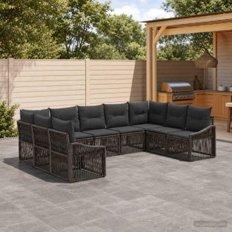 vidaXL Vidaxl Set Divano Da Giardino 9 Pz Grigio Polyrattan