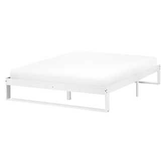 Beliani Cama Con Somier Estilo Minimalista De Madera De Pino 140 X 200 Cm Sin Cabecero Blanco Talairan