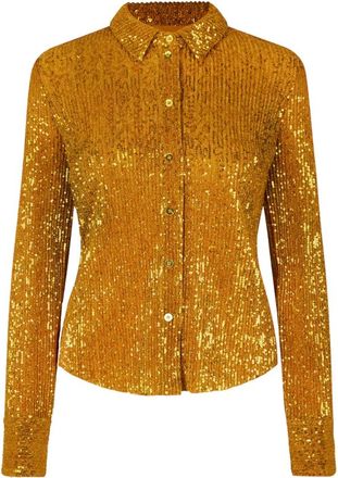 Stine Goya Overhemden, Dames, Geel, S, Pailletten, Pailletten Jersey Shirt voor Avondgelegenheden