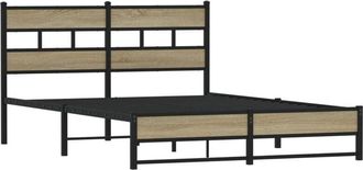 vidaXL Metal Bed Frame without Mattress Sonoma Oak 160x200 cm Vidaxl