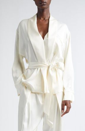 Victoria Beckham Pajama Wrap Top in Ivory at Nordstrom, Size 2 Us