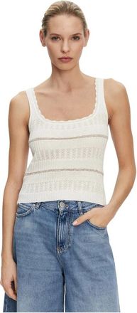 Pinko Cotton Tank Top - Dames - Tops zonder mouwen - Wit - M - Katoen - Tops