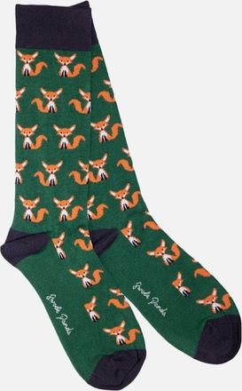 Swole Panda Mens Mr Fox Bamboo Socks, Green - Size: UK 12-15 us 13-15.5 / eu 47-50