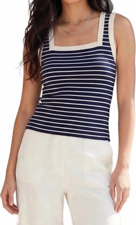 Fifteen Twenty Mindy Contrast Tank In Navy W/ Cream