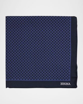 Ermenegildo Zegna Mens Petite Geometric Silk Pocket Square
