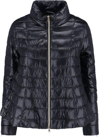 Herno Tailored Black Jacket With High Collar And Zipper Closure