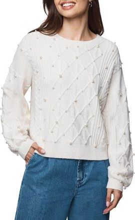 Splendid Demi Pearly Bead Sweater in Pale Oak White Heather at Nordstrom Rack, Size Medium